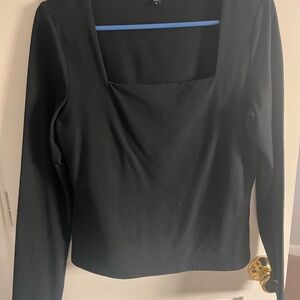 Express Black Long Sleeve Square Neck Top